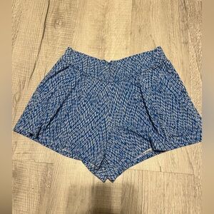 Fighting Eel Hawaiian Aloha Print Shorts Jersey Rayon Spandex Blue White XS‎